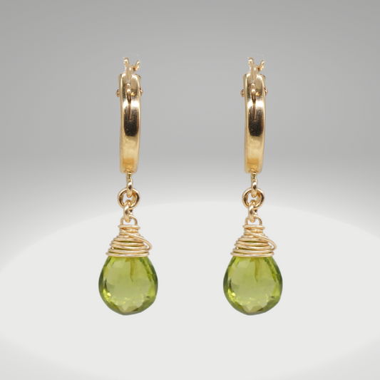 Peridot Birthstone/Zodiac Huggie Earrings