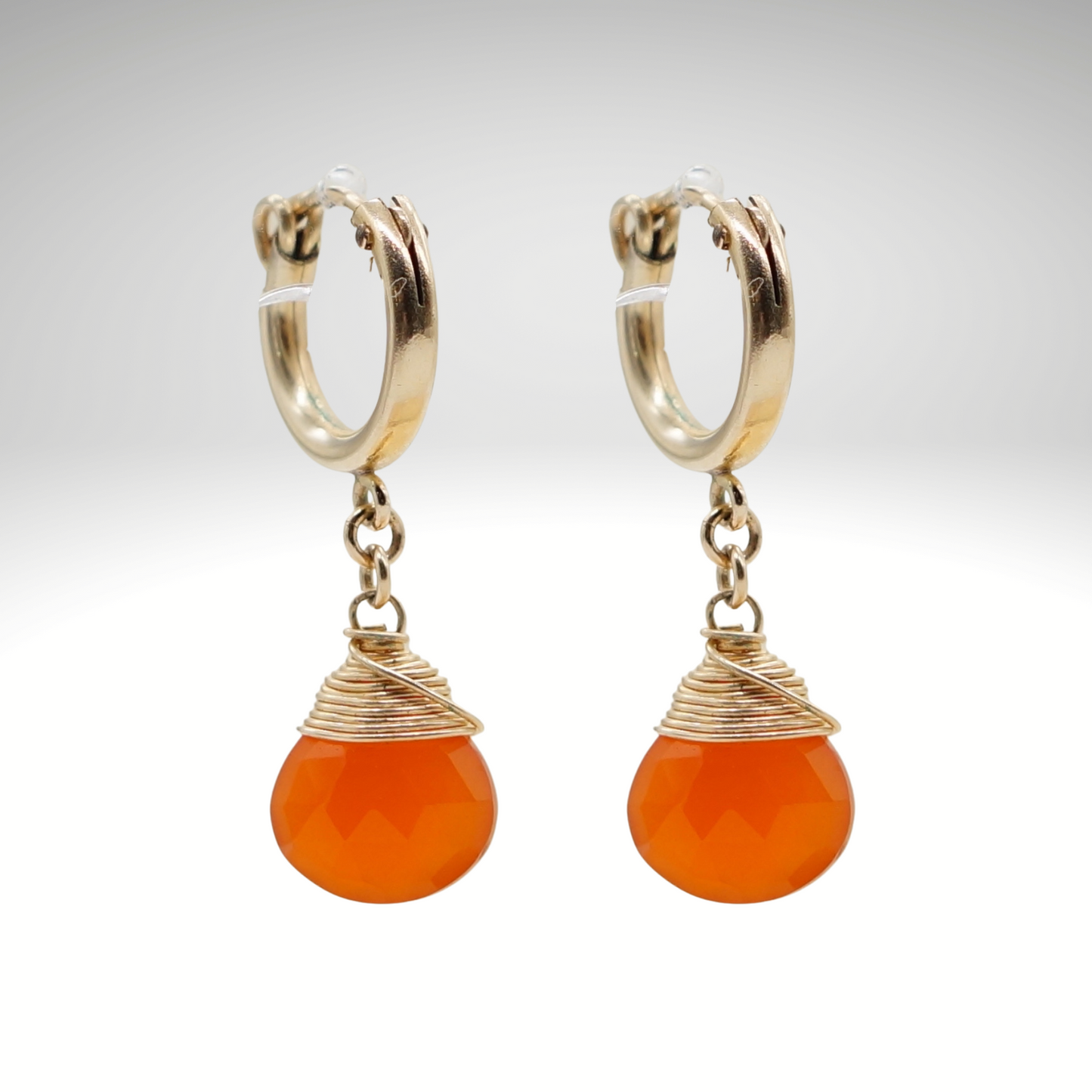 Carnelian Birthstone/Zodiac Huggie Earrings