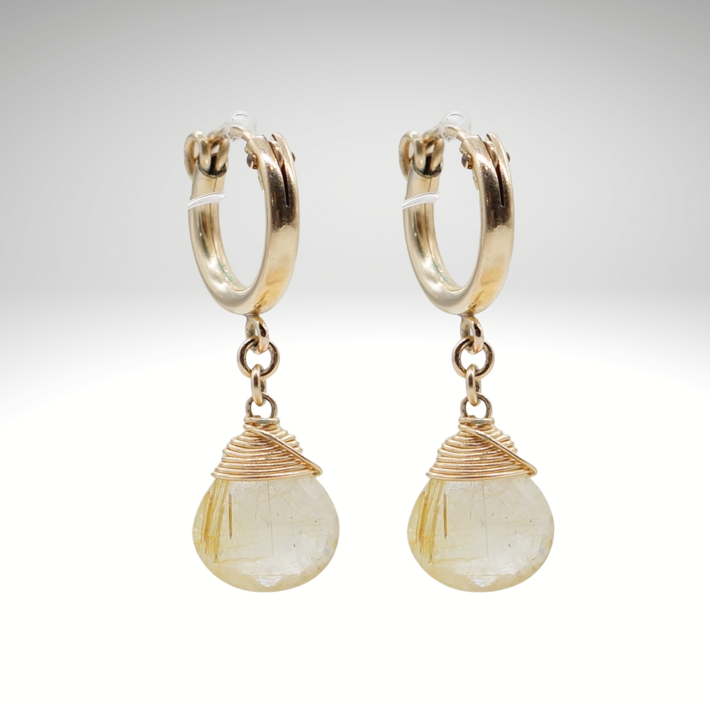 Rutilated Quartz Birthstone/Zodiac Huggie Earrings