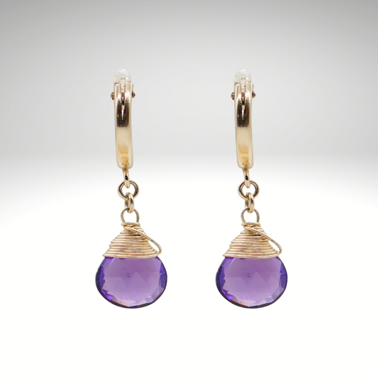 Amethyst Birthstone/Zodiac Huggie Earrings