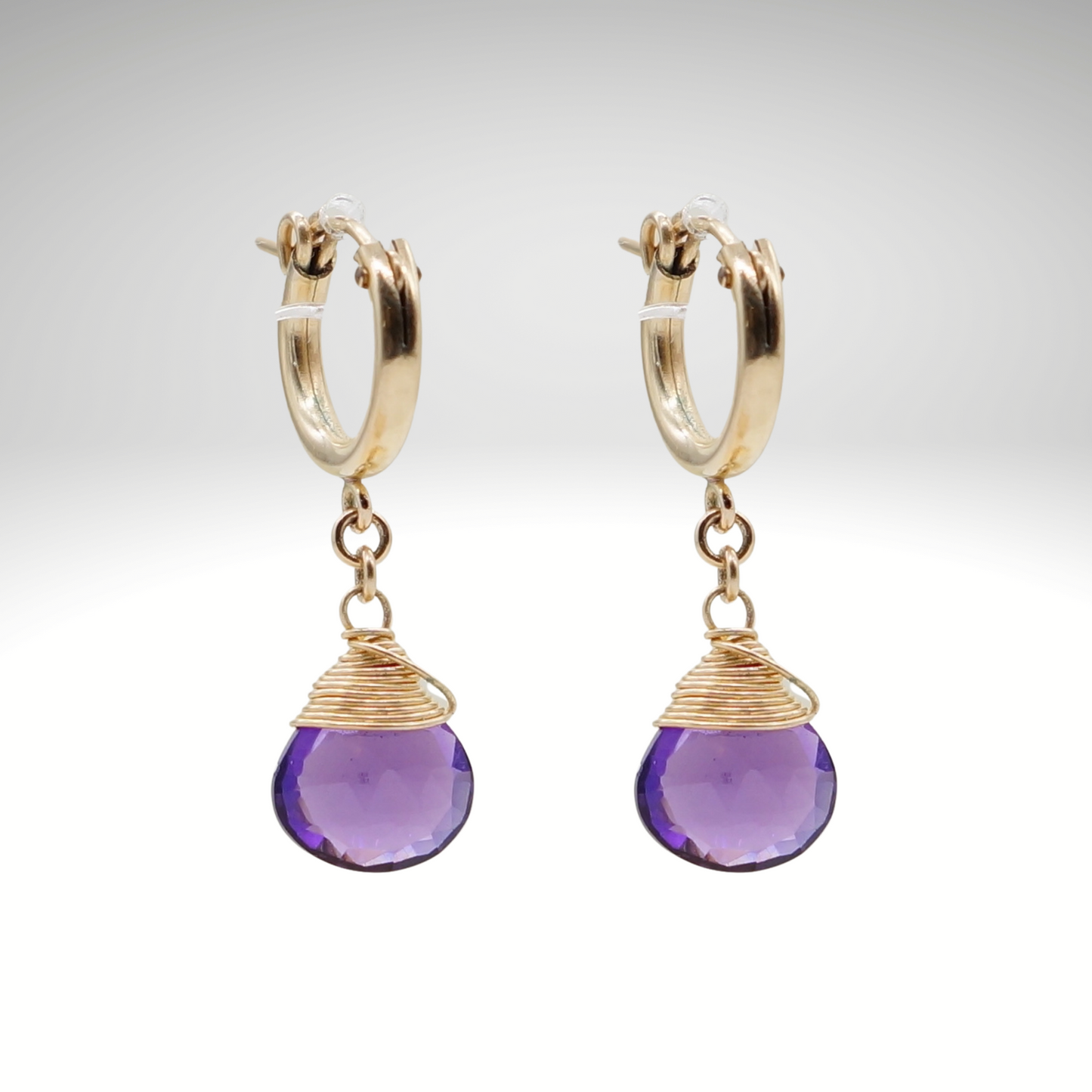 Amethyst Birthstone/Zodiac Huggie Earrings