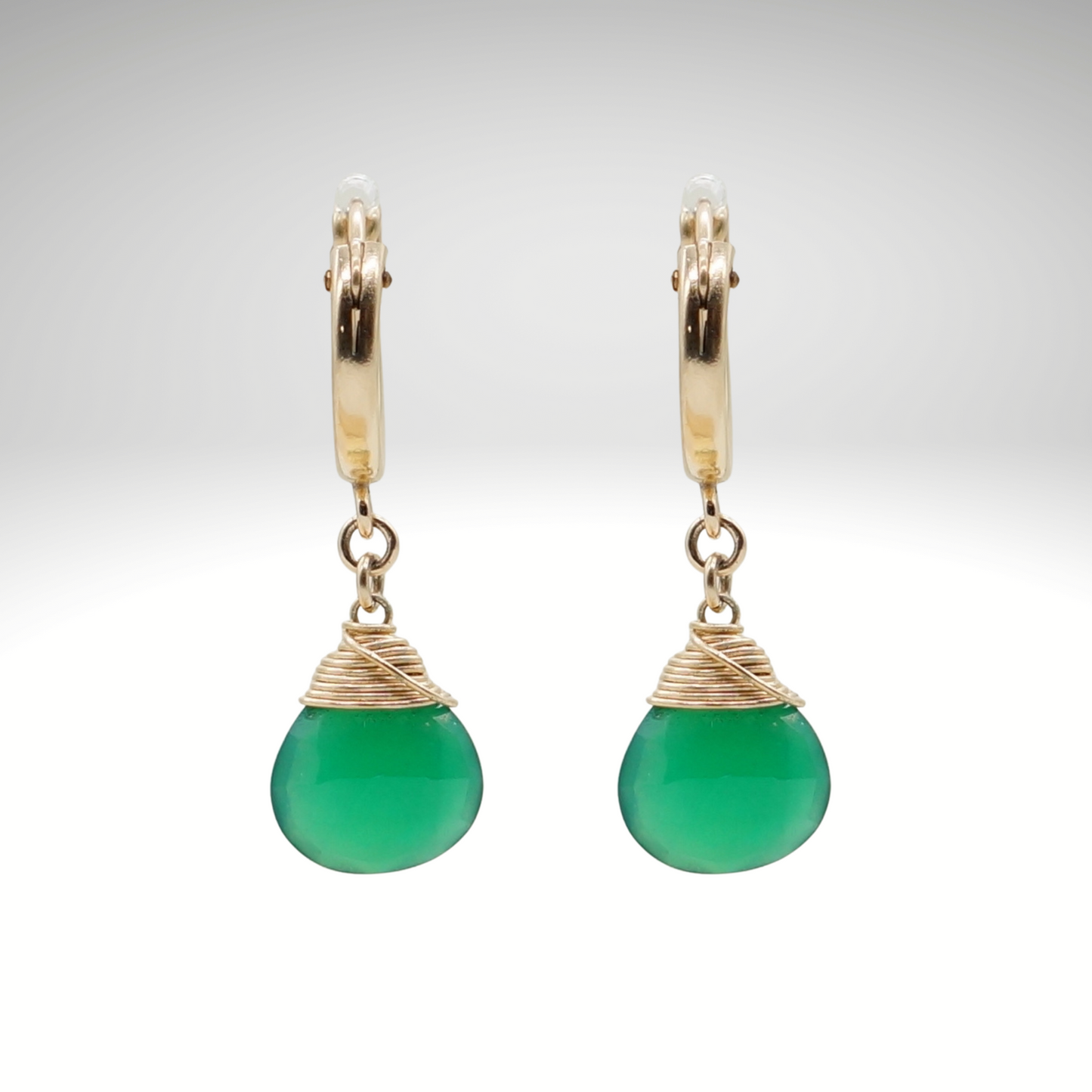 Green Onyx Birthstone/Zodiac Huggie Earrings
