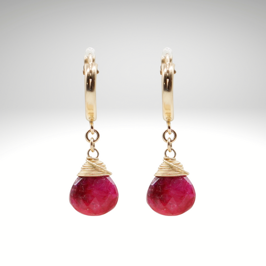 Ruby Birthstone/Zodiac Huggie Earrings