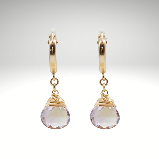 Ametrine Birthstone/Zodiac Huggie Earrings