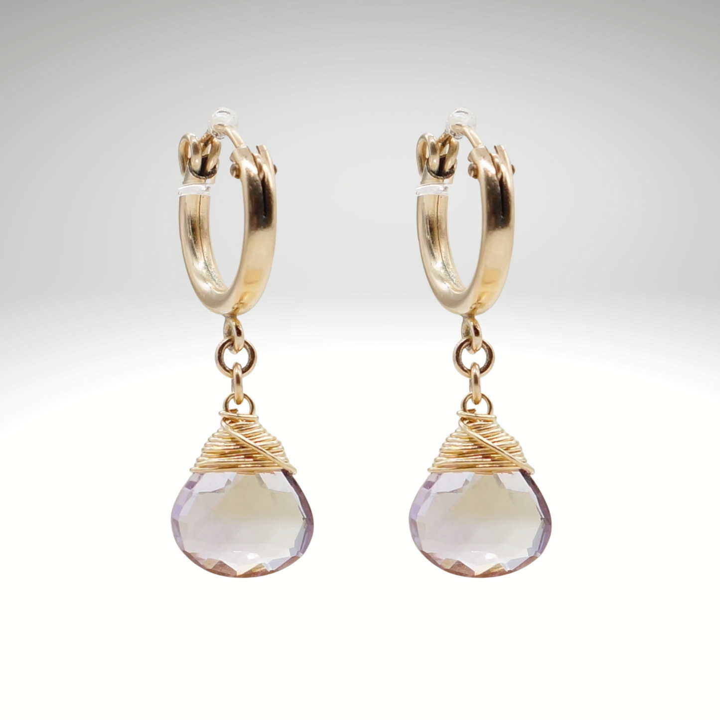 Ametrine Birthstone/Zodiac Huggie Earrings