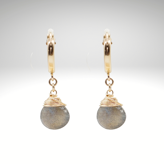 Labradorite Birthstone/Zodiac Huggie Earrings