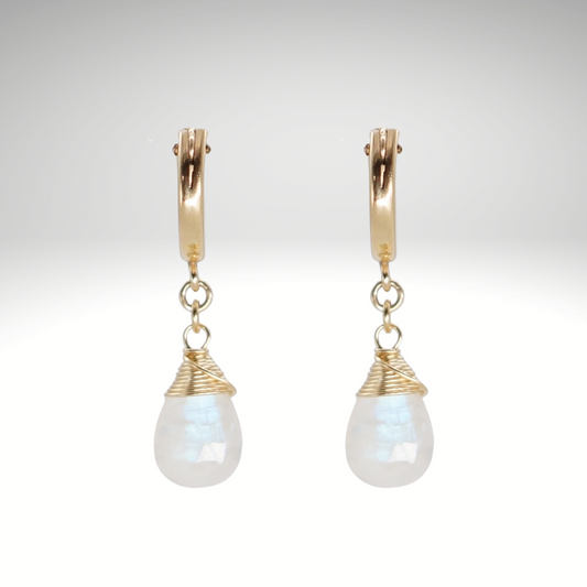 Moonstone Birthstone/Zodiac Huggie Earrings