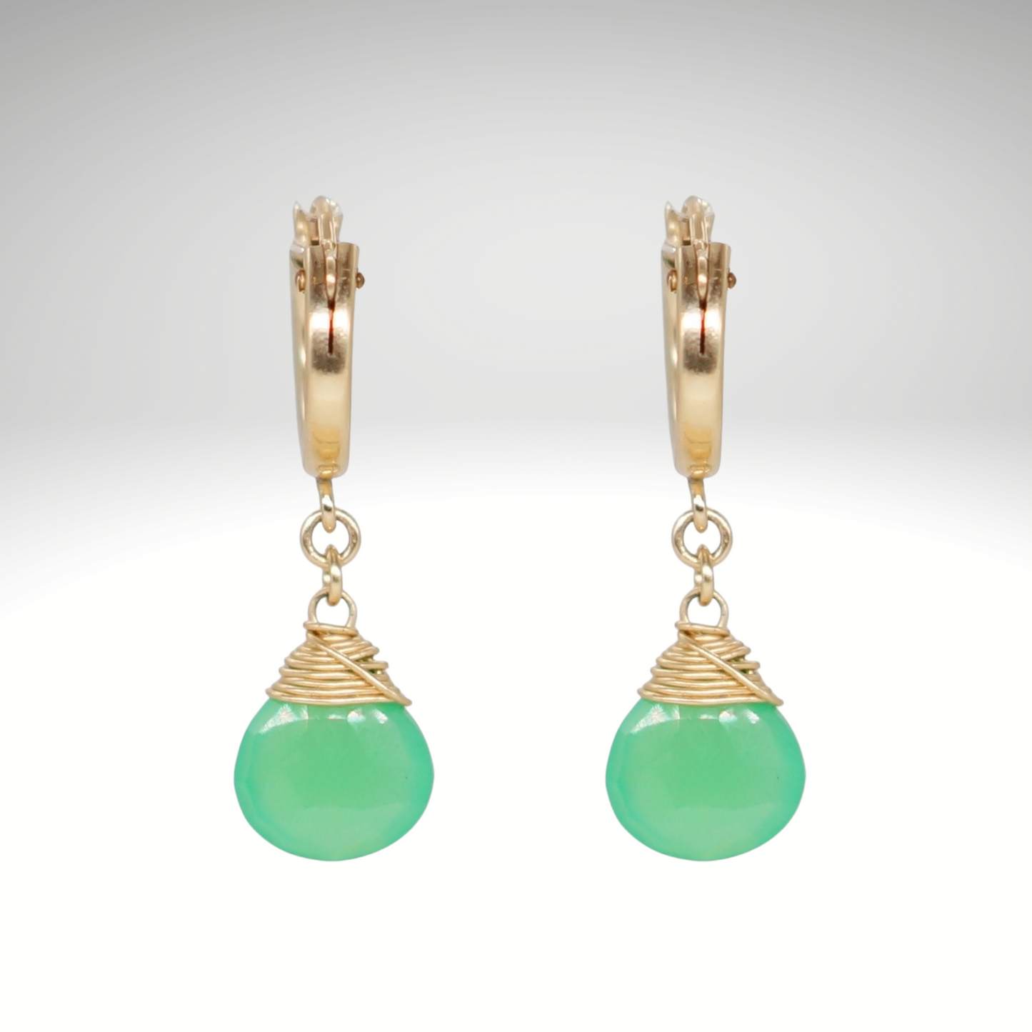 Chrysoprase Birthstone/Zodiac Huggie Earrings