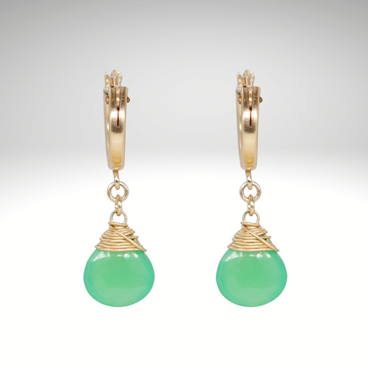 Chrysoprase Birthstone/Zodiac Huggie Earrings