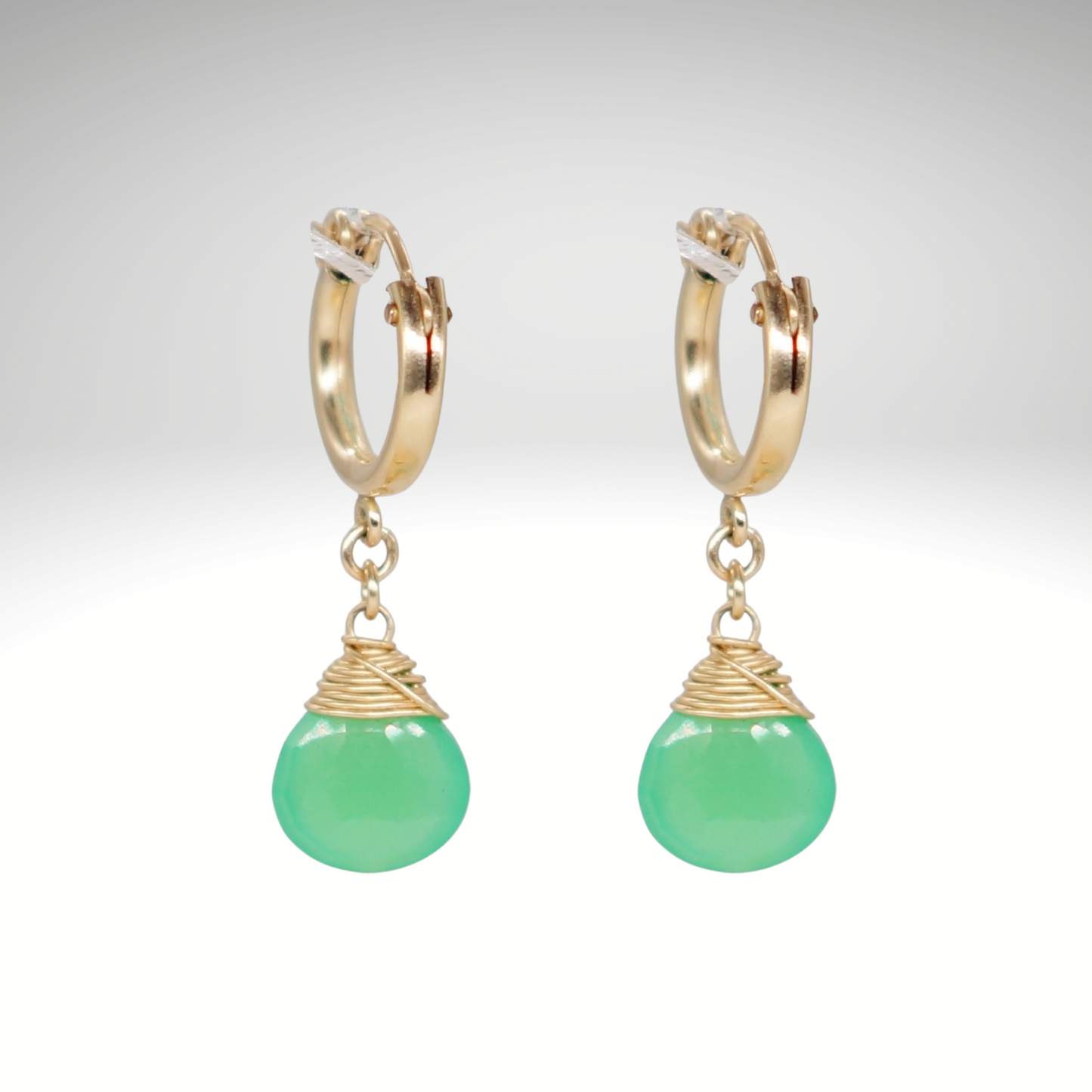 Chrysoprase Birthstone/Zodiac Huggie Earrings