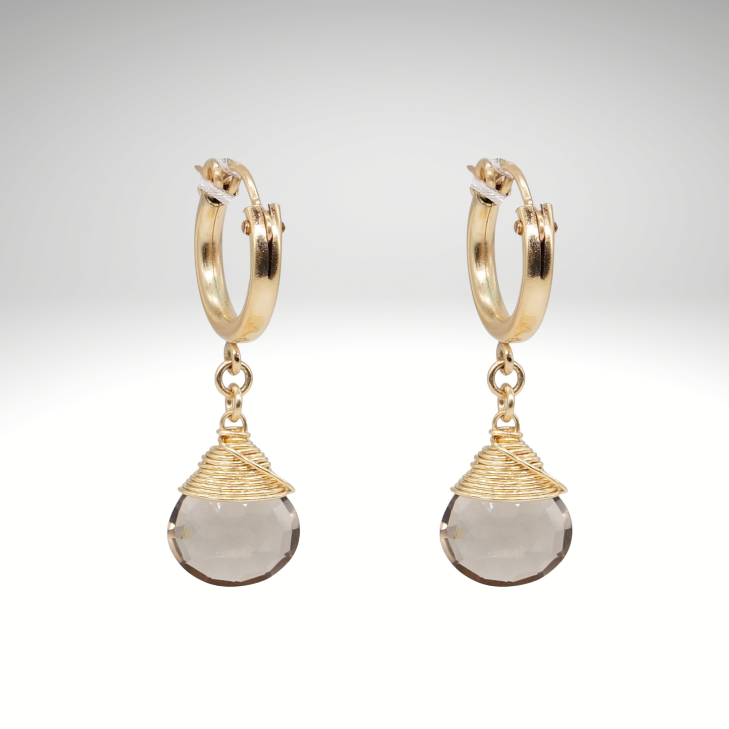 Smoky Quartz Birthstone/Zodiac Huggie Earrings