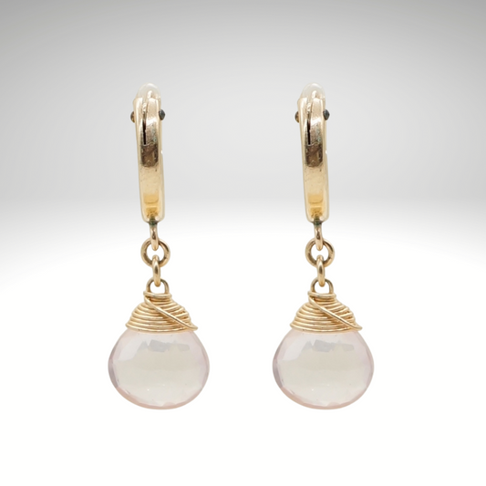 Rose Quartz Birthstone/Zodiac Huggie Earrings