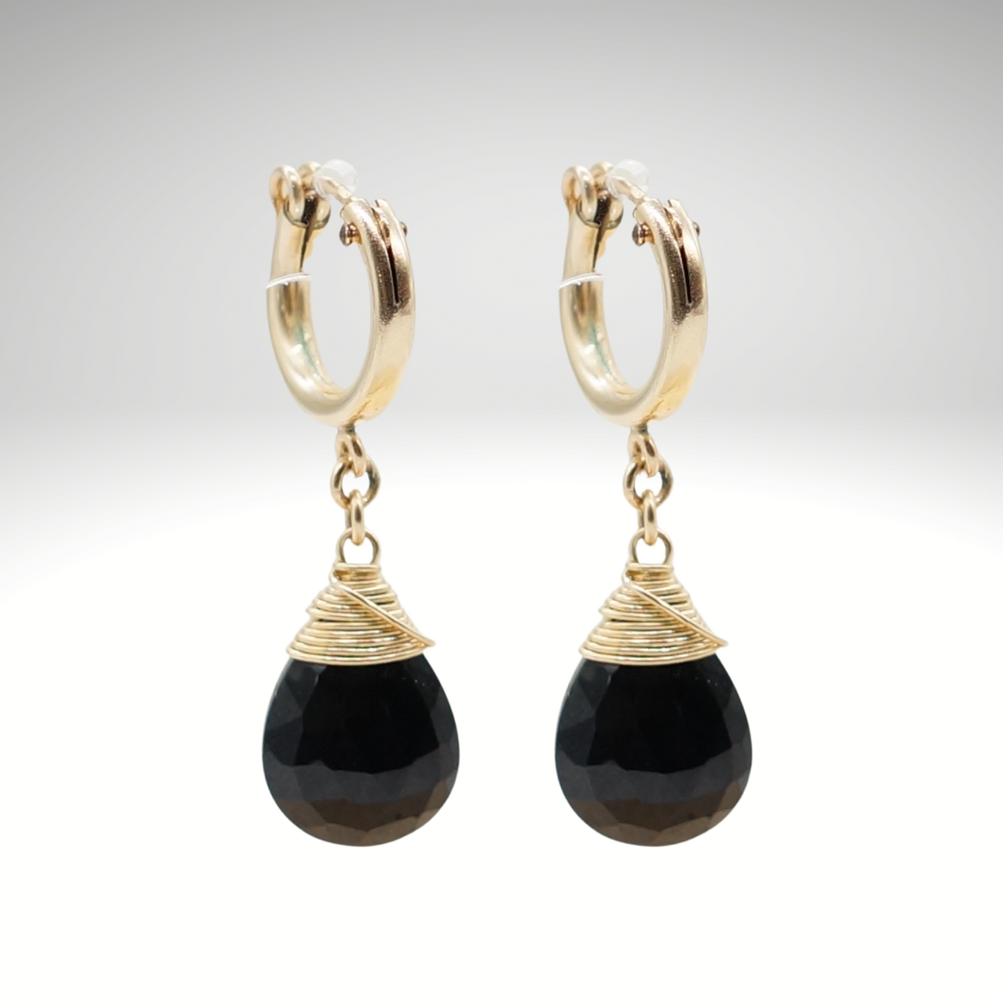 Black Spinel Birthstone/Zodiac Huggie Earrings