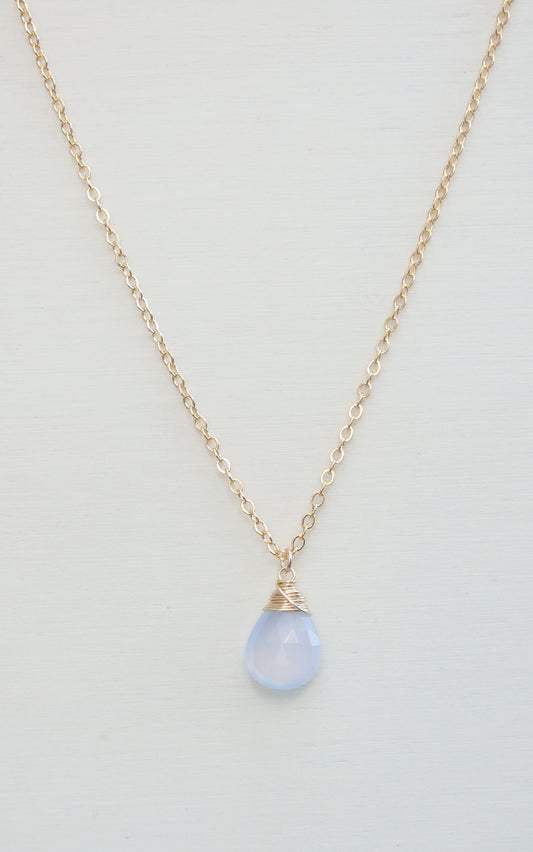 Blue Chalcedony Zodiac/Birthstone Necklace