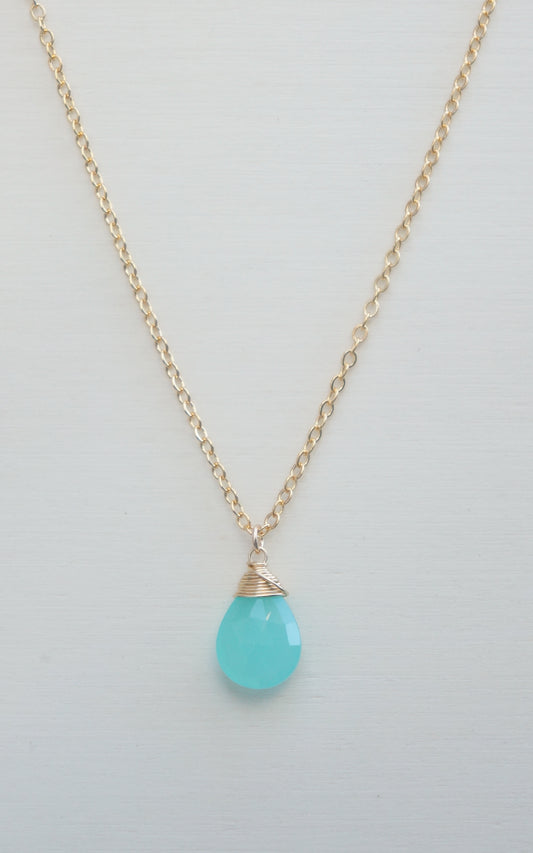 Peruvian Aqua Chalcedony Zodiac/Birthstone Necklace