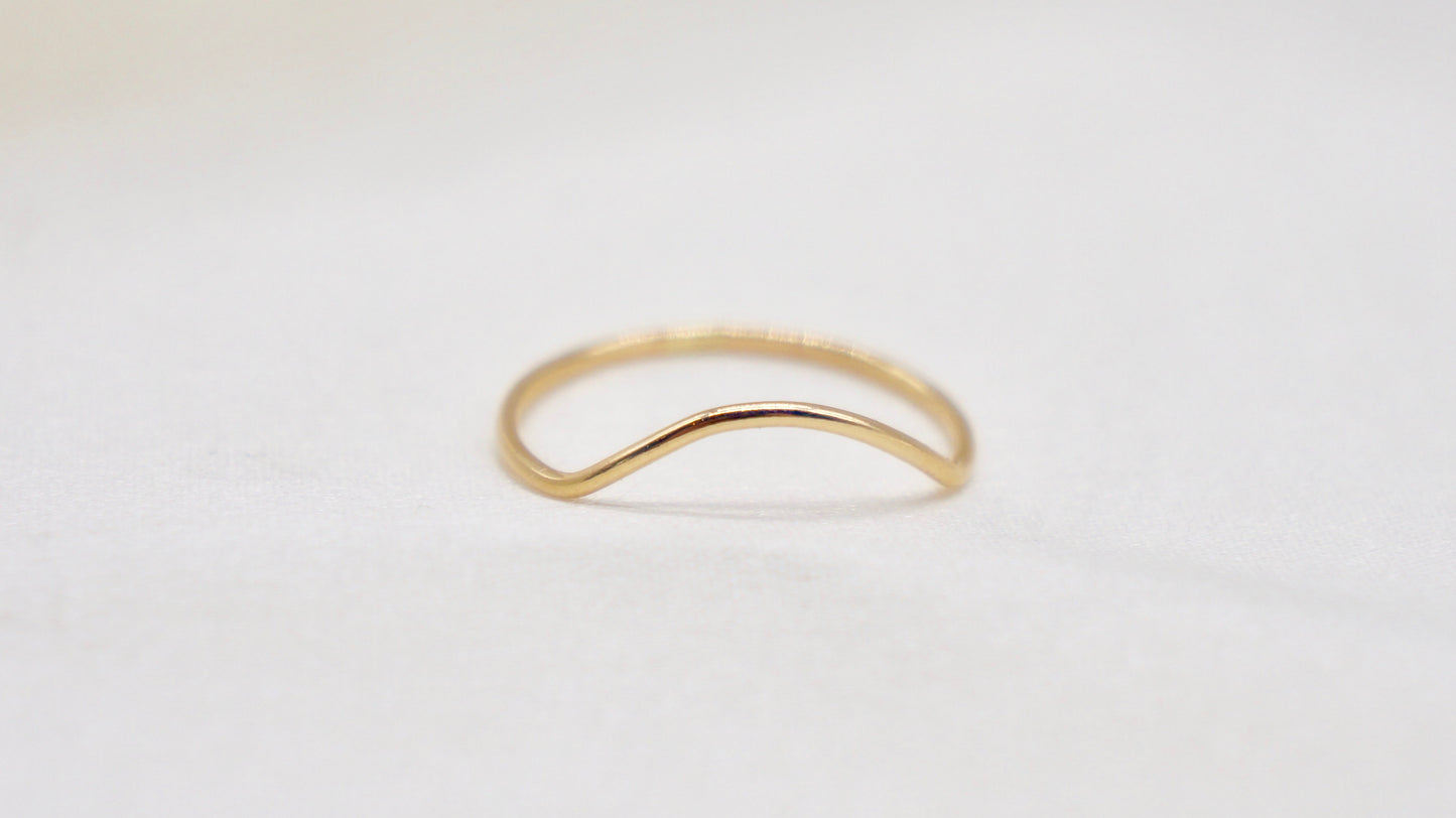 With a simple arc, the Arc ring adds a flair to your ring stack. hammered texture 14k gold filled, rose gold filled or 92.5 sterling silver handmade in Los Angeles