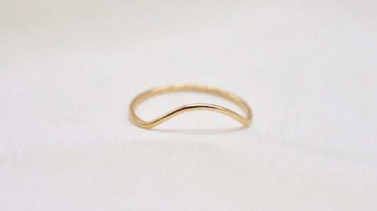 With a simple arc, the Arc ring adds a flair to your ring stack.   hammered texture 14k gold filled, rose gold filled or 92.5 sterling silver handmade in Los Angeles 