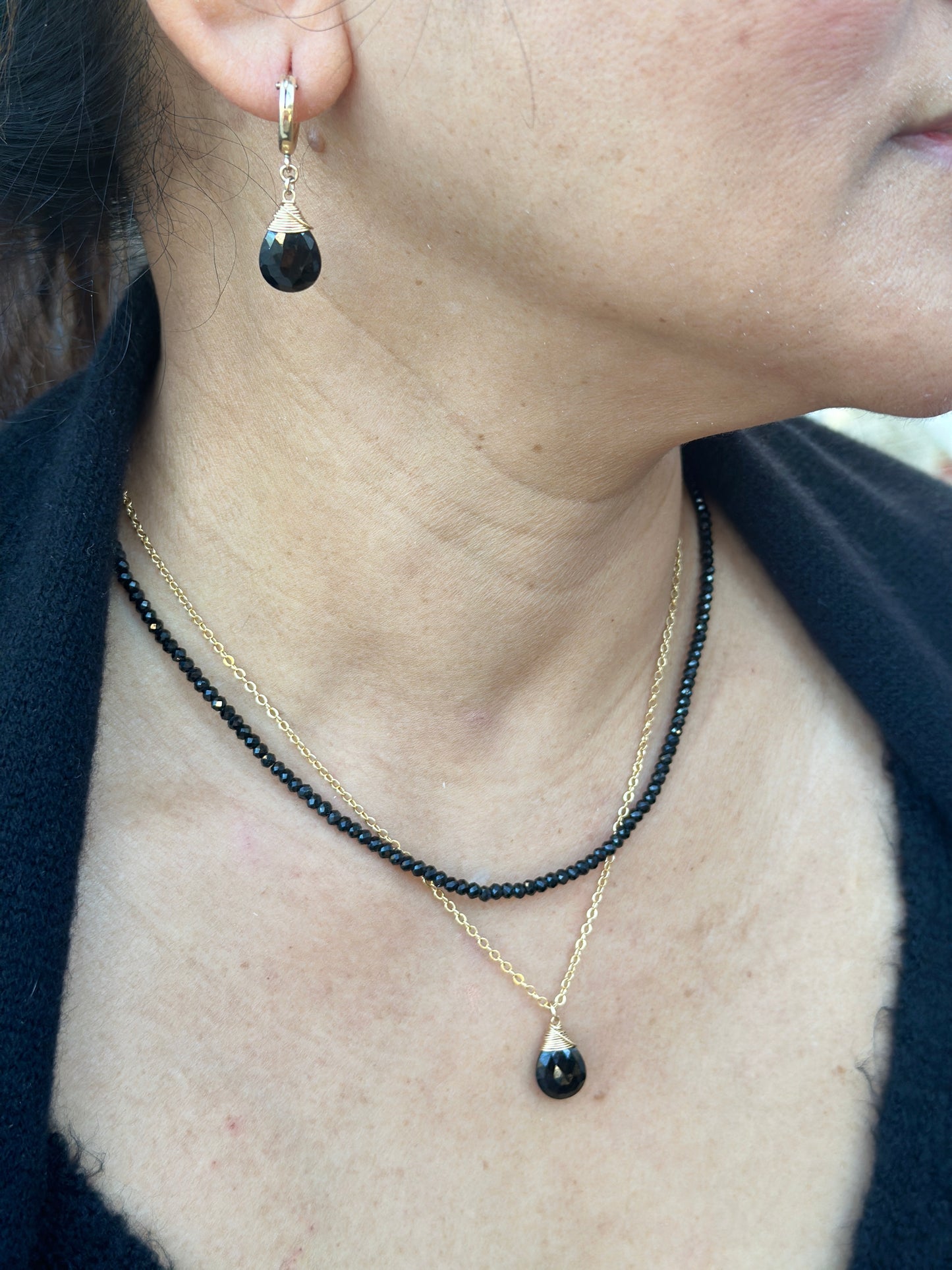 Black Spinel Birthstone/Zodiac Huggie Earrings
