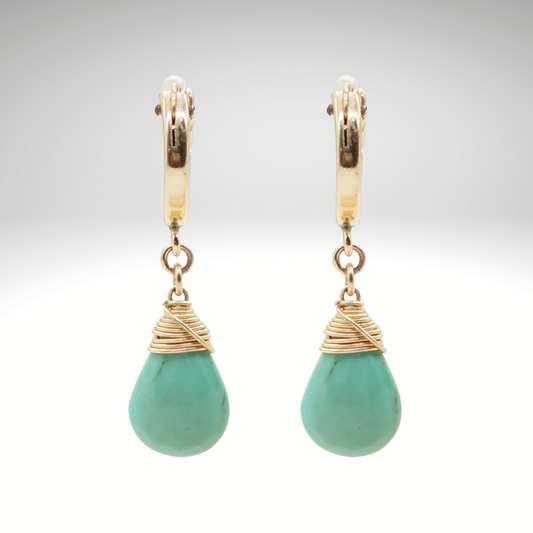 Turquoise Birthstone/Zodiac Huggie Earrings
