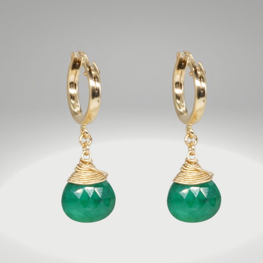 Emerald Birthstone/Zodiac Huggie Earrings