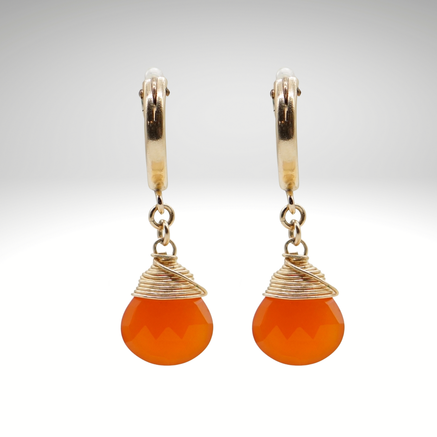 Carnelian Birthstone/Zodiac Huggie Earrings