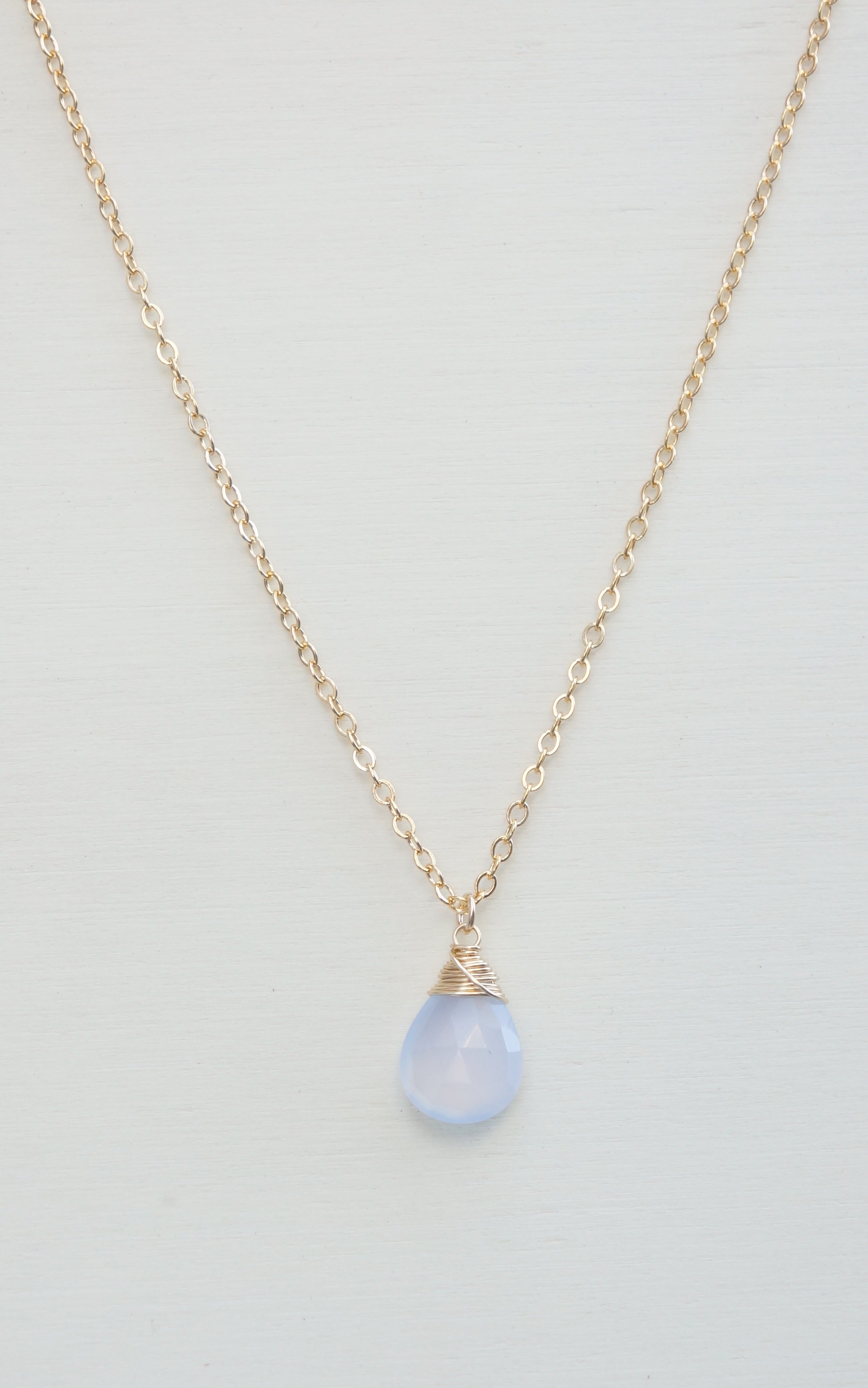 Aelia Peruvian Blue Chalcedony Pendant Necklace | MetaMorph Jewelry Studio