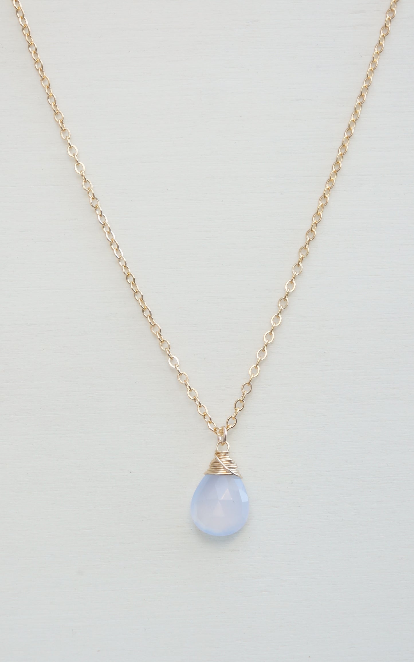 Blue Chalcedony Zodiac/Birthstone Necklace