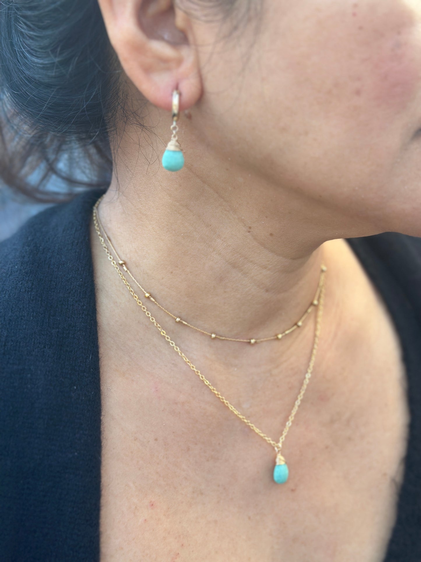 Turquoise Birthstone/Zodiac Huggie Earrings